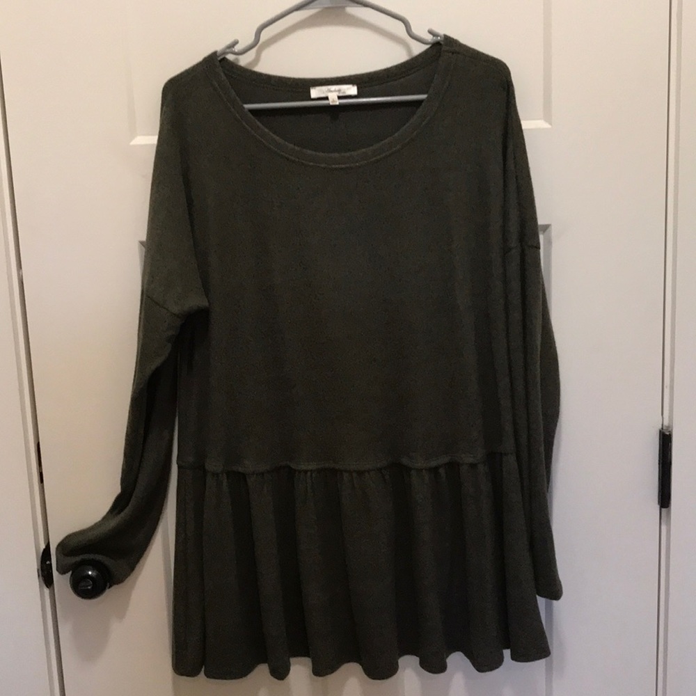 Green drop waist sweater